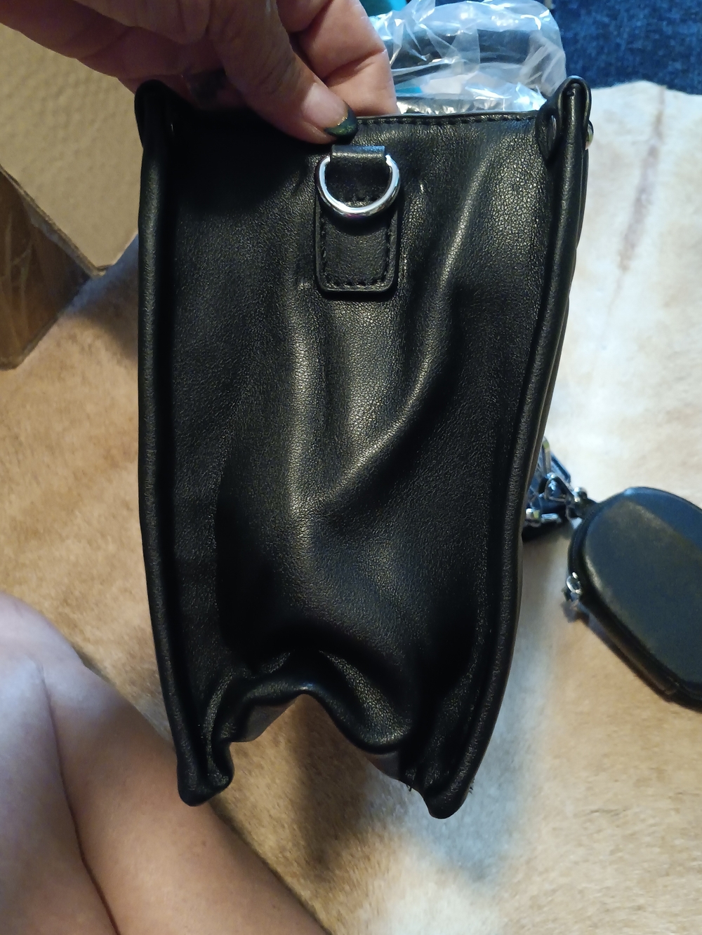 Black Quilted Crossbody Bag with Detachable Strap - Picture 10 of 11